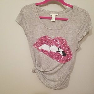 H&M Trendy Sequin Lips Tee